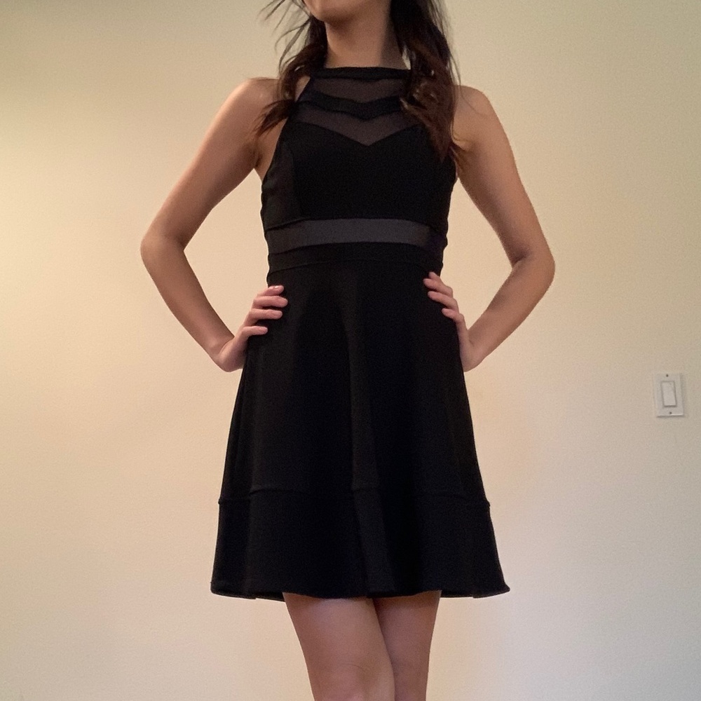 Black chevron mesh dress